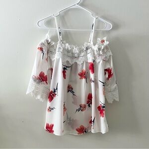 by & by Floral Off the Shoulder Blouse Size S Romantic Cottagecore